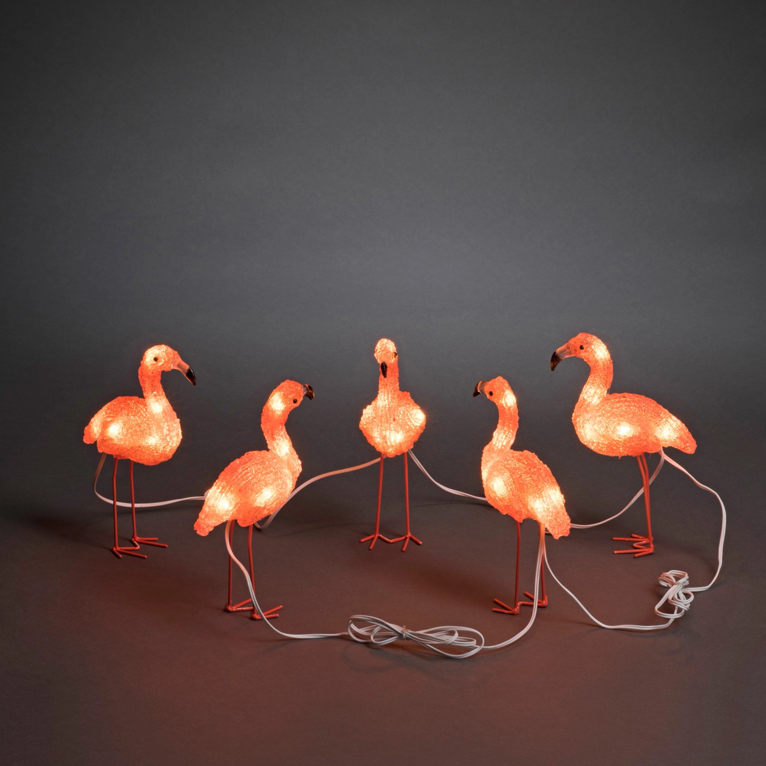 Konstsmide LED-Dekoleuchte für außen Acryl Flamingos 5er-Set von Konstsmide