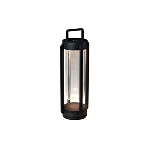 Konstsmide LED Designer-Laterne Otranto | schwarz | Indoor/Outdoor | Aluminum/Glas | 2 Lichtfarben | dimmbar | Akkulaufzeit bis zu 20h | 7823-750, 15 cm (L)/15 cm (B)/44 cm (H) von Konstsmide