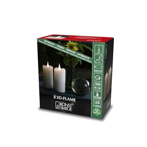 Konstsmide LED Echtwachskerze, 2er-Set, cremeweiß, mit 4h und 8h Timer, 2 warm weiße Dioden, batteriebetrieben, Innen - 1887-185 Konstsmide LED Echtwachskerze, 2er-Set, cremeweiß, mit 4h und 8h Timer, 2 warm weiße Dioden, batteriebetrieben, Innen - 1887-185 von Konstsmide