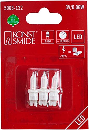 Konstsmide LED Ersatzbirne, 3er-Blister, warm weiß, 3V, 0.06W, weiße Steckfassung - 5063-132 Konstsmide LED Ersatzbirne, 3er-Blister, warm weiß, 3V, 0.06W, weiße Steckfassung - 5063-132 von Konstsmide