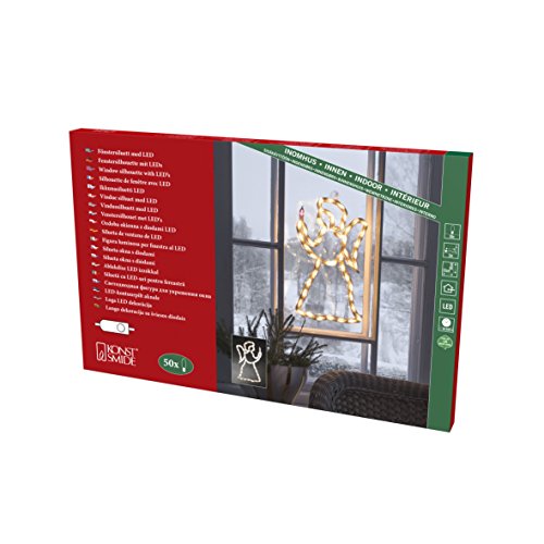 Konstsmide LED Fenstersilhouette, Engel, 50 warm weiße Dioden, 230V, Innen, weißes Kabel - 2173-010 von Konstsmide