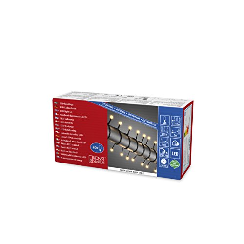 Konstsmide LED Globelichterkette, runde Dioden, 80 bernsteinfarbene Dioden, 24V Außentrafo, schwarzes Kabel - 3691-807 Konstsmide LED Globelichterkette, runde Dioden, 80 bernsteinfarbene Dioden, 24V Außentrafo, schwarzes Kabel - 3691-807 von Konstsmide