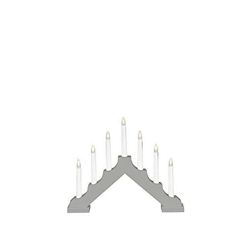 Konstsmide LED Holzleuchter, mit 6H Timer, mattgrau lackiert, mit an/aus Schalter, 7 warm weiße Dioden, batteriebetrieben, Innen, Batterie: 6 x AA 1,5V (exkl.) - 2322-305 von Konstsmide