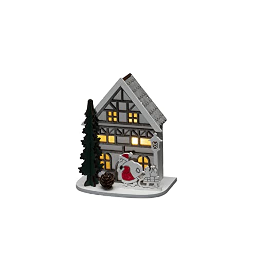 Konstsmide LED Holzsilhouette "Haus", weiß, 6H Timer, 1 warm weiße Diode, batteriebetrieben, Innen, 2 x AAA 1.5V (exkl.) - 3277-210 von Konstsmide