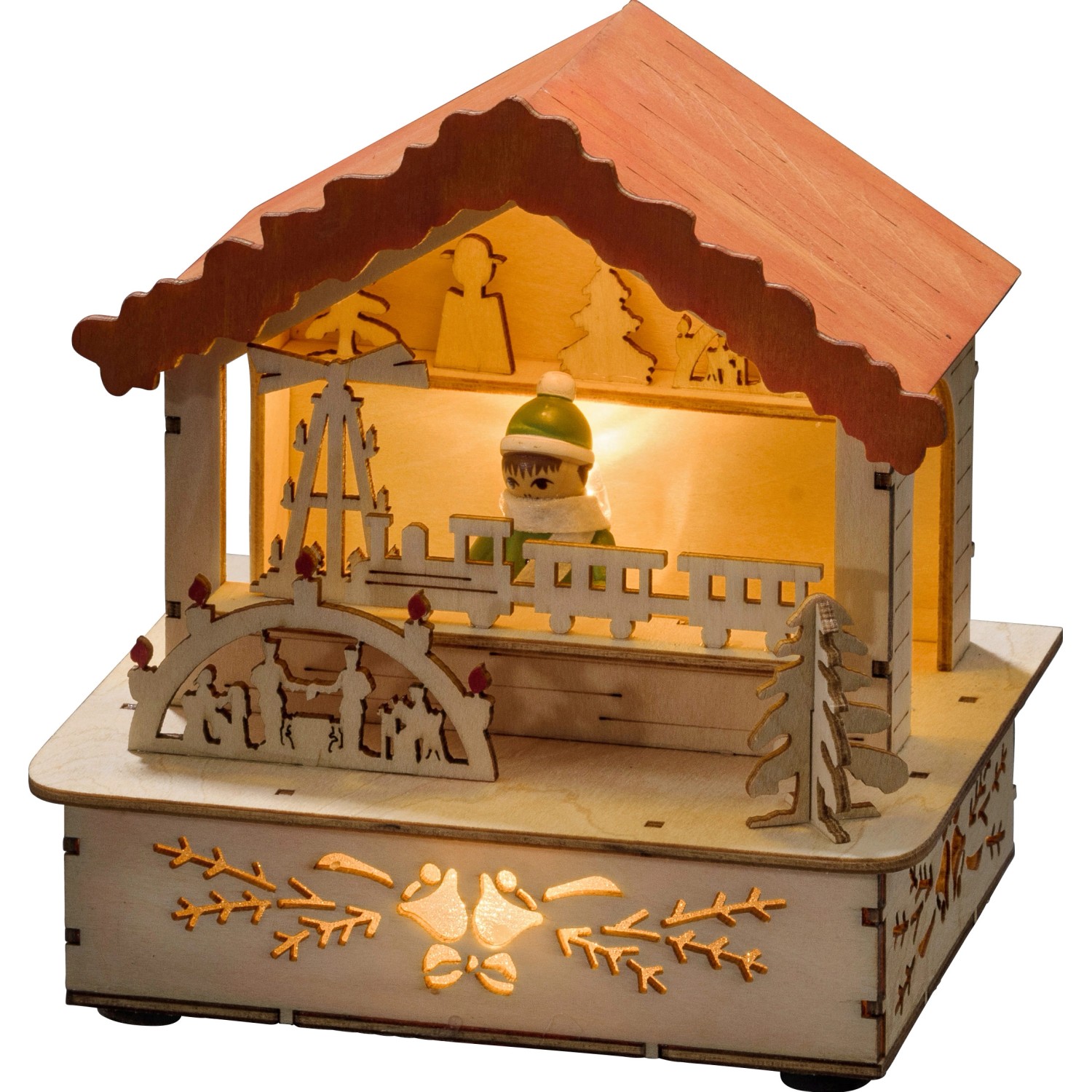 Konstsmide LED Holzsilhouette Marktstand Naturfarben orangenes Dach Konstsmide LED Holzsilhouette Marktstand Naturfarben orangenes Dach von Konstsmide