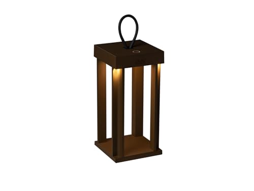 Konstsmide LED Laterne Cannes | rostfarben | Indoor/Outdoor | Aluminum| 2 Lichtfarben | 3 Lichtmodi | Akkulaufzeit bis zu 20h | 7819-970, 15 cm (L)/15 cm (B)/42 cm (H) von Konstsmide