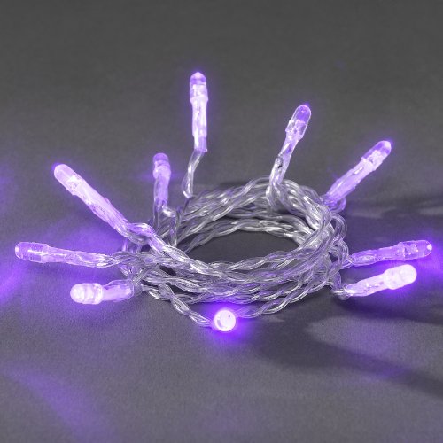 Konstsmide LED Lichterkette, 20 purpurfarbene Dioden, batteriebetrieben, transparentes Kabel, 2 x AA 1.5V (exkl.) - 1408-453 von Konstsmide