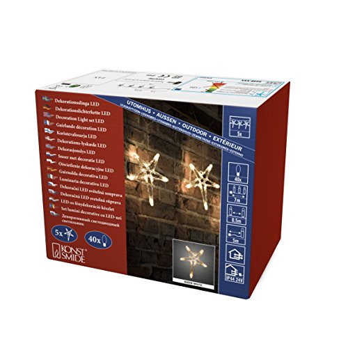Konstsmide LED Lichtervorhang, 5 Acrylsterne, 40 warm weiße Dioden, 24V Außentrafo, transparentes Kabel - 4448-103 Konstsmide LED Lichtervorhang, 5 Acrylsterne, 40 warm weiße Dioden, 24V Außentrafo, transparentes Kabel - 4448-103 von Konstsmide