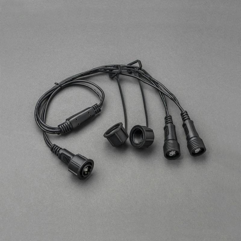 Konstsmide Weihnachtsbeleuchtung  LED System Verteiler 1 Eingang/2 Ausgänge schwarzes Kabel von Konstsmide