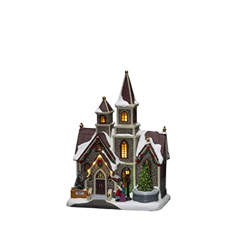 Konstsmide LED Szenerie "Kirche", mit Musik, wählbare Energiefunktion, 11 bunte Dioden, batteriebetrieben & USB, Innen, schwarzes Kabel, 3 x AA 1.5V (exkl.) - 4251-000, Bunt von Konstsmide