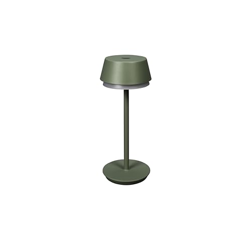 Konstsmide 7830-630 Lyon LED-Akku-Tischlampe 2.5 W Warmweiß, RGB Grün-Grau von Konstsmide