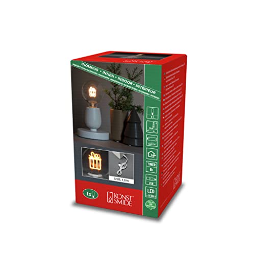 Konstsmide LED Tischleuchter "Geschenk", weiß, mit 6h Timer, 1 bernsteinfarbene Diode, batteriebetrieben, Innen - 1814-200 von Konstsmide