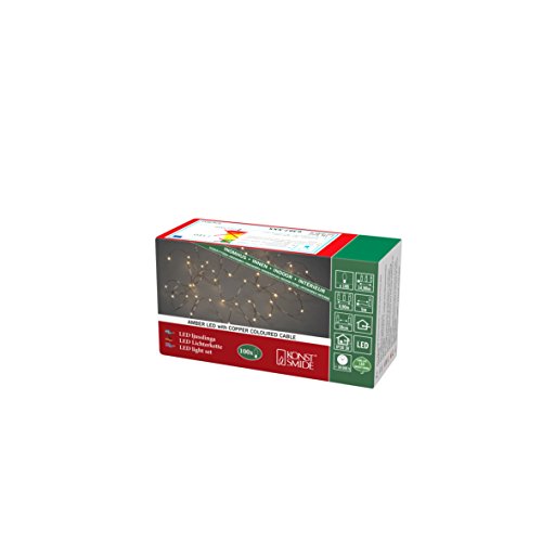 Konstsmide LED Tropfenlichterkette, 100 bernsteinfarbene Dioden, 3V Innentrafo, kupferfarbener Draht - 6387-860 von Konstsmide