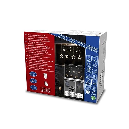 Konstsmide LED Solar Sternen Lichtervorhang, fernbedienbar, 77 bernsteinfarbene Dioden, Außen, transparentes Kabel, 2 x Lithium-Akku / 1 x CR2025 (inkl.) - 4036-803SP Konstsmide LED Solar Sternen Lichtervorhang, fernbedienbar, 77 bernsteinfarbene Dioden, Außen, transparentes Kabel, 2 x Lithium-Akku / 1 x CR2025 (inkl.) - 4036-803SP von Konstsmide