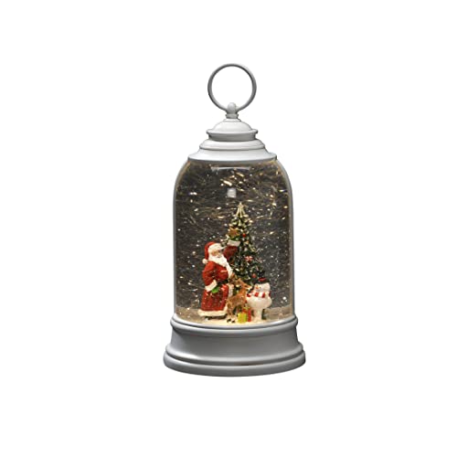 Konstsmide LED Wasserlaterne, "Santa und Schneemann", weiß, wassergefüllt, wählbare Energiefunktion, mit 5h Timer, 2 warm weiße Dioden, batteriebetrieben & USB, Innen, 3 x C 1.5V (exkl.) - 4291-200 von Konstsmide