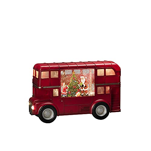 Konstsmide LED Wasserlaterne, rot, Bus mit Weihnachtsmann", mit an/aus Schalter, 5h Timer, 5 warm weiße Dioden, batteriebetrieben, Innen, 0,5W, Batterie: 3 x AA 1,5V (exkl.) - 4260-550 von Konstsmide