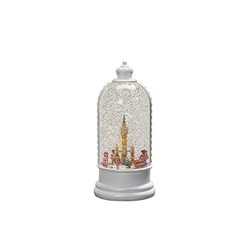 Konstsmide LED Wasserlaterne, weiß, "London Szene", rotierend, mit an/aus Schalter, 5h Timer, 1 warm weiße Diode, batteriebetrieben & USB, Innen, 0,1W, Batterie: 3 x C 1,5V (exkl.) - 4262-200 von Konstsmide