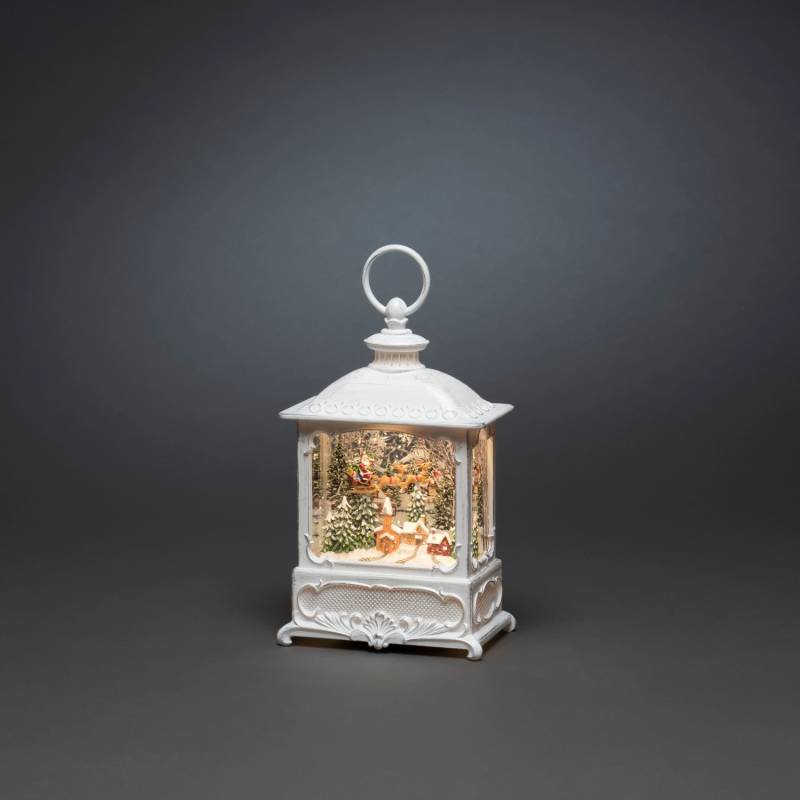 Konstsmide LED-Wasserlaterne Weiß Fliegender Weihnachtsmann über Dorf innen von Konstsmide