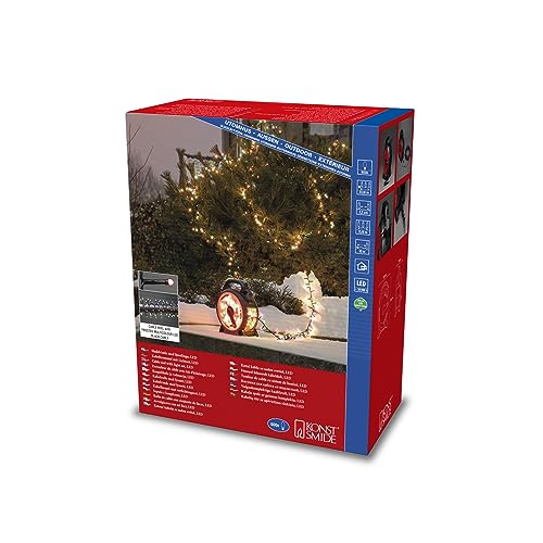 Konstsmide Micro LED Compactlights mit Kabelaufroller, gefrostet, 600 bunte Dioden, 30V, Außen (IP44), 6W, schwarzes Kabel - 3846-530 von Konstsmide