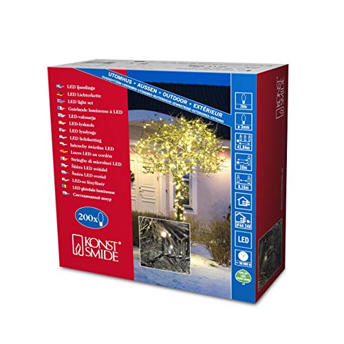 Konstsmide Micro LED Lichterkette, 200 warm weiße Dioden, 24V Außentrafo, schwarzes Kabel - 3613-110, Warmweiß Konstsmide Micro LED Lichterkette, 200 warm weiße Dioden, 24V Außentrafo, schwarzes Kabel - 3613-110, Warmweiß von Konstsmide