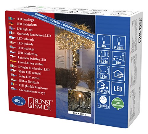 Konstsmide Micro LED Lichterkette, 40 bernsteinfarbene Dioden, 24V Außentrafo, schwarzes Kabel - 3610-800, Bernstein Konstsmide Micro LED Lichterkette, 40 bernsteinfarbene Dioden, 24V Außentrafo, schwarzes Kabel - 3610-800, Bernstein von Konstsmide