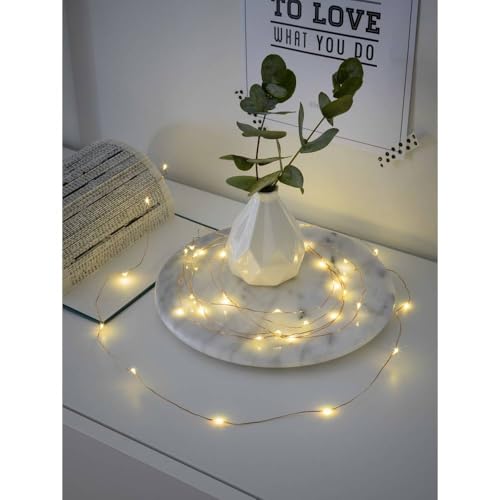 Konstsmide Micro LED Lichterkette, 6h Timer, 20 warm weiße Dioden, batteriebetrieben, Innen, kupferfarbener Draht - 1460-160 von Konstsmide