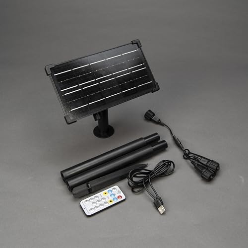 Konstsmide Solar-Batteriebox, medium, bis max. 400 LED, mit Lichtsensor, Timer, Dimmer und Multifunktion, inkl. Fernbedienung, USB Kabel und Verteilerkabel, Außen - 3785-000 von Konstsmide