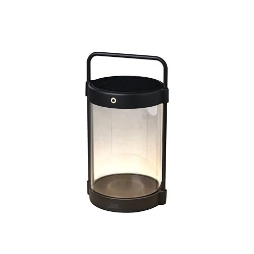Konstsmide Solar-LED Laterne Crotone | schwarz | Indoor/Outdoor | Aluminum/Glas | 2 Lichtfarben | Sensor integriert | dimmbar | Akkulaufzeit bis zu 20h | 7822-750, 15 cm (L)/17 cm (B)/30 cm (H) von Konstsmide
