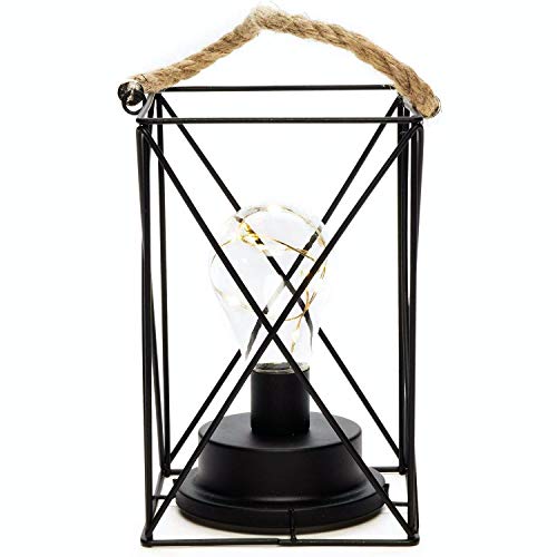 Konstsmide Square Lantern with LED Micro Lights / Rope Handle / 6 Hour Timer / 3 x AA Batteries (Excl.) / 9 Warm White LEDs String Lights Metall schwarz, von Konstsmide