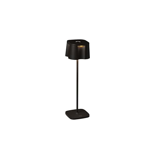 Konstsmide Tischleuchte Nice | schwarz | Indoor/Outdoor | USB-Tischleuchte| Aluminum| 2 Lichtfarben | 3 Lichtmodi | Akkulaufzeit bis zu 20h | 7818-750, 10 cm (L)/10 cm (B)/36 cm (H) von Konstsmide