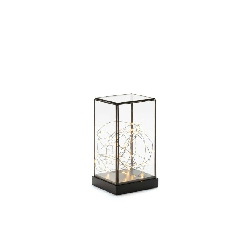 Konstsmide Weihnachtsbeleuchtung  LED Glaslaterne rechteckig Holzfundament von Konstsmide