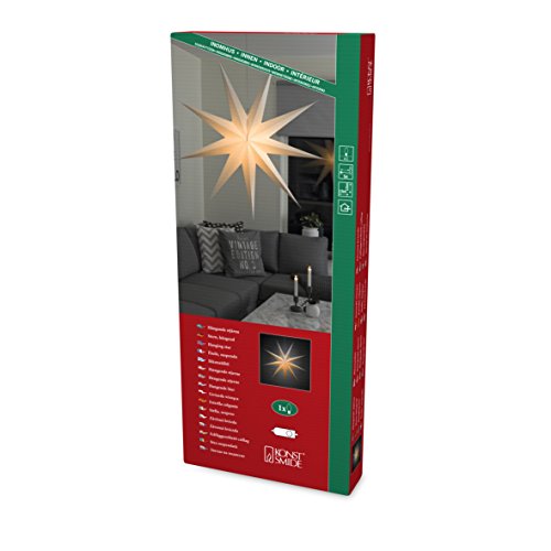 Konstsmide Weißer Papierstern, 9 Zacken, inkl. Anschlusskabel mit an/aus Schalter, ohne Leuchtmittel, E14 Lampenhalterung, 230V, Innen, weißes Kabel - 2919-200 Konstsmide Weißer Papierstern, 9 Zacken, inkl. Anschlusskabel mit an/aus Schalter, ohne Leuchtmittel, E14 Lampenhalterung, 230V, Innen, weißes Kabel - 2919-200 von Konstsmide