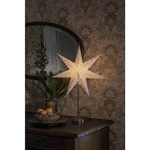 Konstsmide Weißer Papierstern, mit silberfarbenem Muster und Metall-Fuß 7 Zacken, inkl. Anschlusskabel mit an/aus Schalter, ohne Leuchtmittel, E14 Lampenhalterung, 230V, Innen, weißes Kabel - 1751-230 Konstsmide Weißer Papierstern, mit silberfarbenem Muster und Metall-Fuß 7 Zacken, inkl. Anschlusskabel mit an/aus Schalter, ohne Leuchtmittel, E14 Lampenhalterung, 230V, Innen, weißes Kabel - 1751-230 von Konstsmide
