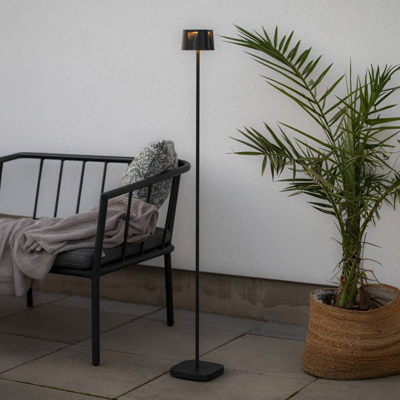 LED-Akku-Stehlampe Nice, schwarz, Alu, IP54, Dimmer, CCT von Konstsmide