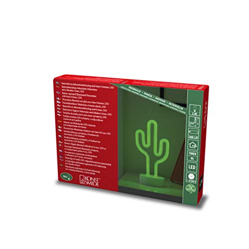 LED Schlauchsilhouette Kaktus mit 6h Timer, 90 grüne Dioden, batteriebetrieben, Innen, Batterie: 3 x AA 1,5V (exkl.), 3075-900, weiß von Konstsmide