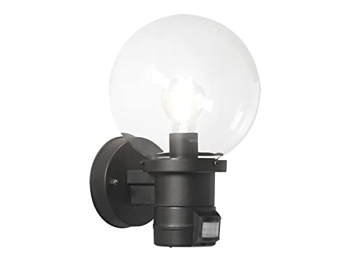 Moderne LED Außenwandleuchte mit Bewegungsmelder und großer Glas Kugel, Schwarz von Konstsmide