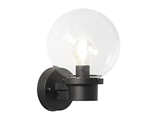 Moderne LED Außenwandleuchte mit Dämmerungsschalter und großer Glas Kugel, Schwarz von Konstsmide
