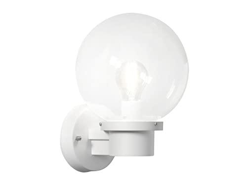 Moderne LED Außenwandleuchte mit Dämmerungsschalter und großer Glas Kugel, Weiß von Konstsmide