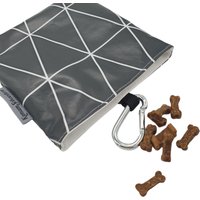 Leckerlibeutel Hund Aus Wachsstoff - Rauten Auf Anthrazit - Mit Magnetverschluss Und Karabiner von KonsumSchwestern