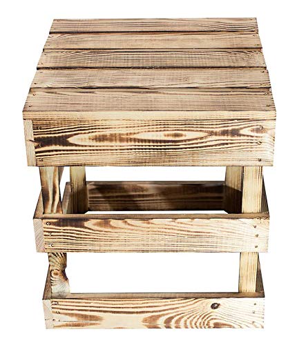 Kontorei® Neuer geflammte/brauner Hocker Pflanzenhocker 1er Set Tisch Ablage Sitzhocker Holz braun von Kontorei