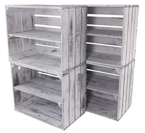 1-12 x Stabile hellgraue Regalkiste, neu, im Vintage-Design, für tolle Kistenmöbel oder ein Vintage Regal innen und außen, DIY, 50x40x30cm (5) von Kontorei