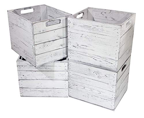 Kontorei® Holzkiste Vintage für Kallax Regale weiß/Weiss 33cm x 37,5cm x 32,5cm 12er Set Einlagekiste grau IKEA Kallax Obstkisten Weinkiste Expedit Einsatz von Kontorei