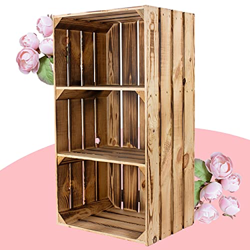 Kontorei 2 geflammte Hochschränke mit 2 Böden 68cm x 40cm x 31cm 2er Set Holzregal Regal Obstkiste Kiste von Kontorei