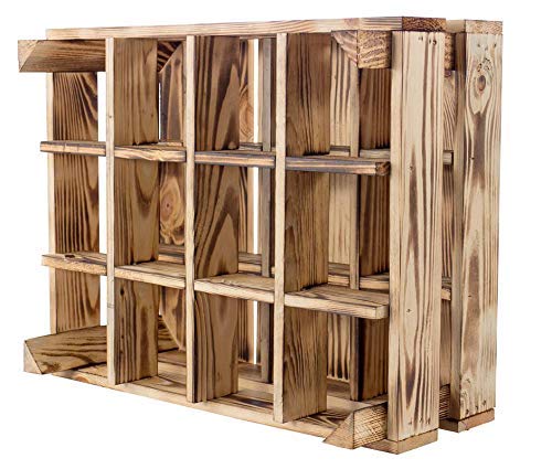 Kontorei Neue geflammte/braune Kiste für Flaschen 50cm x 40cm x 23cm 1er Set Flaschenregal Weinregal Weinhalter von Kontorei