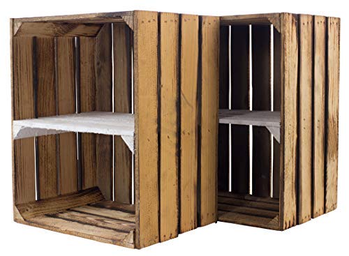 Kontorei Neue geflammte/flambiert Holzkiste-Mittelbrett weiß Quer 50cm x 40cm x 30cm 2er Set Obstkiste Schuhregal Kontorei Neue geflammte/flambiert Holzkiste-Mittelbrett weiß Quer 50cm x 40cm x 30cm 2er Set Obstkiste Schuhregal von Kontorei