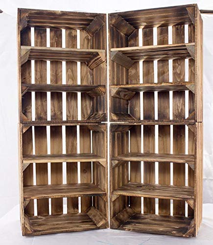 Kontorei geflammte/verbrannte Obstkiste mit 2 Böden Quer 50cm x 40cm x 30cm 4er set Regal Holzkiste Holzregal Kontorei geflammte/verbrannte Obstkiste mit 2 Böden Quer 50cm x 40cm x 30cm 4er set Regal Holzkiste Holzregal von Kontorei