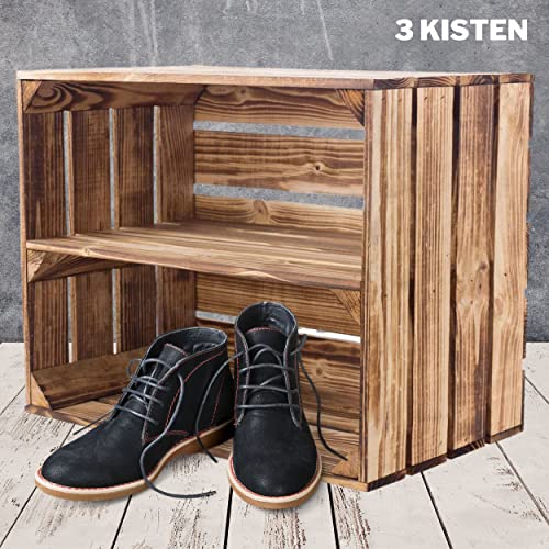gebrannte/flambierte Obstkiste mit Zwischenboden 50cm x 40cm x 30cm „von Kontorei“ 3er set Regal Holzregal Kiste Box gebrannte/flambierte Obstkiste mit Zwischenboden 50cm x 40cm x 30cm „von Kontorei“ 3er set Regal Holzregal Kiste Box von Kontorei