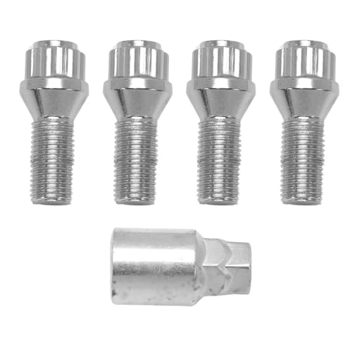 Konuooer 4X Radschloss Radschrauben Satz Felgenschloss Diebstahlsicherung Radmuttern kompatibel mit A1 A3 A4 A5 Golf Jetta Touran Seat Vivaro X3 X5 M14x1,5 28mm mit 1x Schlüssel von Konuooer
