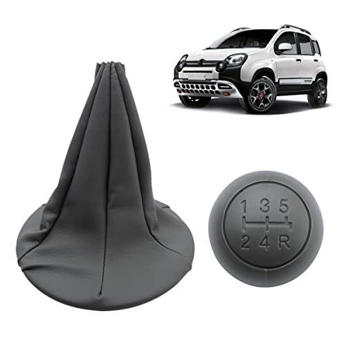 Konuooer Schaltknauf Schaltmanschette + Grauer Farbknopf + Haltering Getriebe Schaltstiefel Kunstleder Schaltgetriebe Passend für Fiat Panda / 500 500C Konuooer Schaltknauf Schaltmanschette + Grauer Farbknopf + Haltering Getriebe Schaltstiefel Kunstleder Schaltgetriebe Passend für Fiat Panda / 500 500C von Konuooer