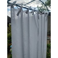 Weißer Leinenvorhang Panel Leinenvorhänge Fenstervorhang Weiß Vorhang Tie Top Farmnouse Gardinen Lang 50Er 60Er Jahre von KonvaliykaTextile